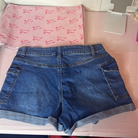 Women's Blue Denim Shorts - Picture 3 of 6